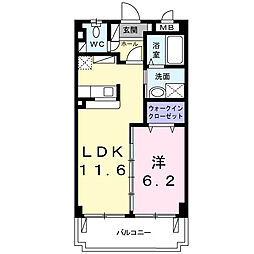 レジデンスプラシード 1LDKの間取図画像