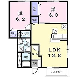 メリーパレスB 2LDKの間取図画像