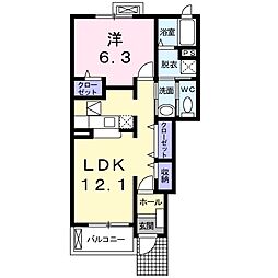 グリーンフィールドD 1LDKの間取図画像