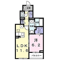 シンフォニー 1LDKの間取図画像