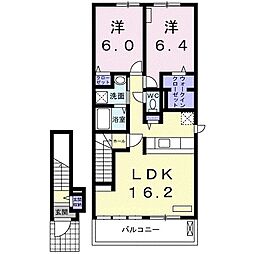 サウスメゾンゆい 2LDKの間取図画像