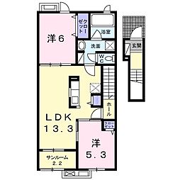 グランリーオ・Ｒ　II 2階2LDKの間取り