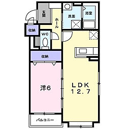 リッシュリヴィエール 1LDKの間取図画像