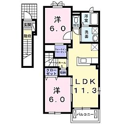 エクセル長門2 2LDKの間取図画像