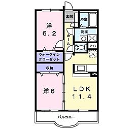 サン・ブライトＢ館 3階2LDKの間取り