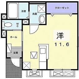 フェイスオフ 1Kの間取図画像