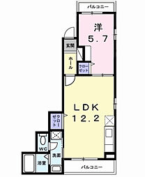 シャトレ森ノ宮 1LDKの間取図画像