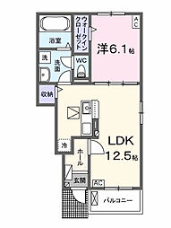 カーサコンフォルト2 1LDKの間取図画像