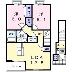 ガーデンハウスエヴァグレイス 2LDKの間取図画像