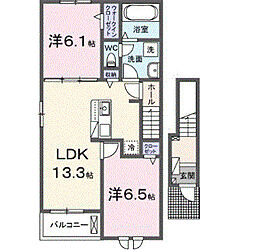 クラール パプリカD 2LDKの間取図画像