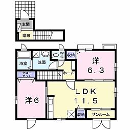 ヴェニーレプレント 2LDKの間取図画像