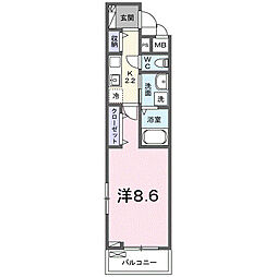 モーダ・フジ 1Kの間取図画像
