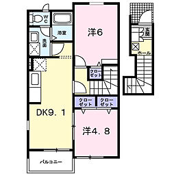 ヴィラ・ボナール1 2DKの間取図画像