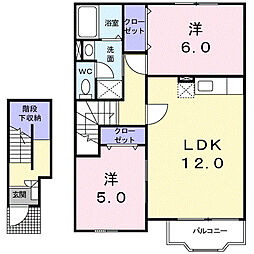 メゾントウメイ 2LDKの間取図画像