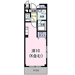 ＣＯＭＯＤＯ藤城・Ｂ 1階ワンルームの間取り