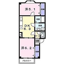 クレディ 2DKの間取図画像