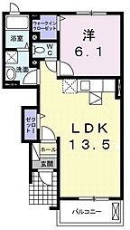 アルカンシェルI 1階1LDKの間取り