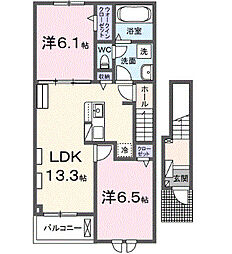 エトワール　Ｂ 2階2LDKの間取り