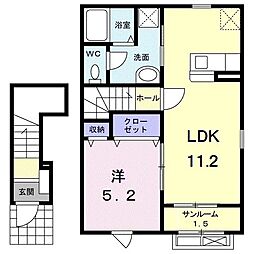 プランドールA 1LDKの間取図画像