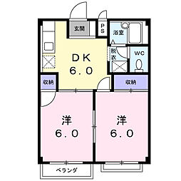 グランドハイツ篠崎I 1階2DKの間取り