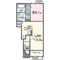 シュガープレミア 1LDKの間取図画像