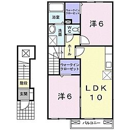 ポポラーレ・デ・レオン 2LDKの間取図画像