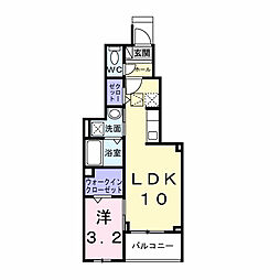 プロスペリタ島田橋 1LDKの間取図画像