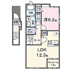 マハロＢ 2階1LDKの間取り
