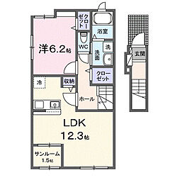 マハロＢ 2階1LDKの間取り