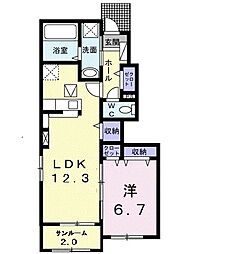 リポーゾ 1LDKの間取図画像