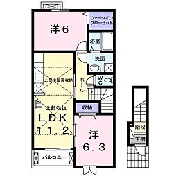 プレザントガーデン姫山 2階2LDKの間取り