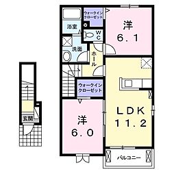 ポラリス2号館 2LDKの間取図画像