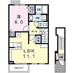 ミルト諸福 1LDKの間取図画像