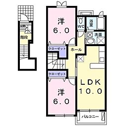 ラ　フォレスタ　II 2階2LDKの間取り