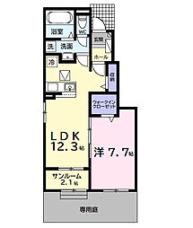 ヴィラ・オアシス 1LDKの間取図画像