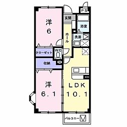 ガイア 2階2LDKの間取り