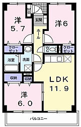 ＳＫＹ　ＭＡＮＳＩＯＮ 5階3LDKの間取り