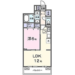 ヴィラバース 1LDKの間取図画像
