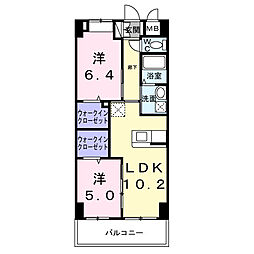 オーシャン・フランシス・コート 2LDKの間取図画像