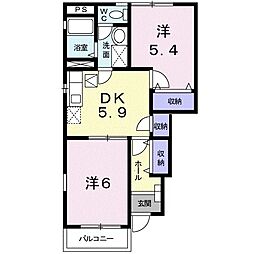 セレッソ十日市B 2DKの間取図画像