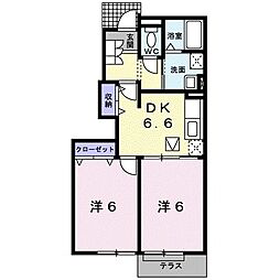 シャルマンドミールB棟 2DKの間取図画像