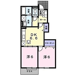 アヴェニール 2DKの間取図画像