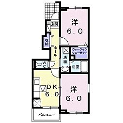 プロムナード　Ａ 1階2DKの間取り