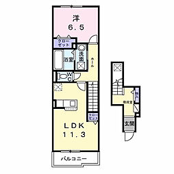 コンフォートパレス 2階1LDKの間取り