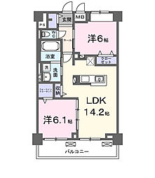 グランピア甚 2LDKの間取図画像