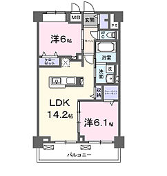 グランピア甚 2LDKの間取図画像
