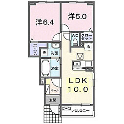 グランツＫ 1階2LDKの間取り
