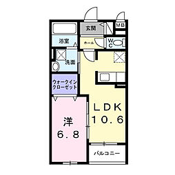 ヴェールフォンセ 2階1LDKの間取り