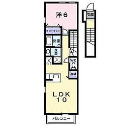 ノイ・アインズA 1LDKの間取図画像