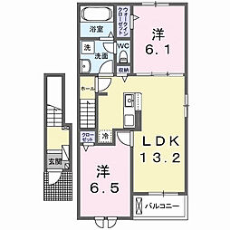パラッツオ　Ａ 2階2LDKの間取り